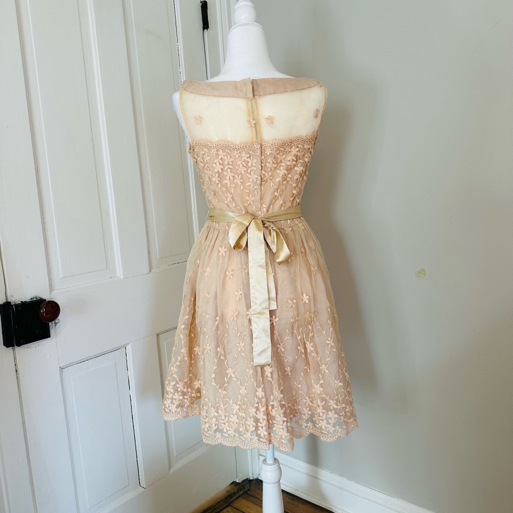 Marc Jacobs Vintage Peach Silk Embroidered Dress L Fair Condition - Picture 7 of 16